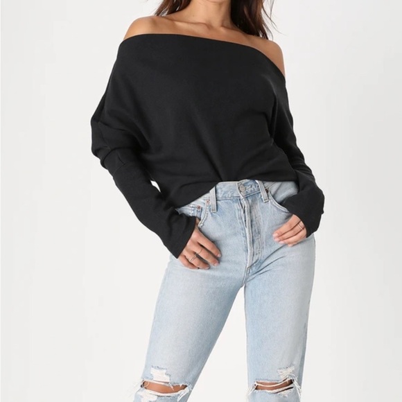 Free People Fuji Off-Shoulder Black top - Picture 2 of 5